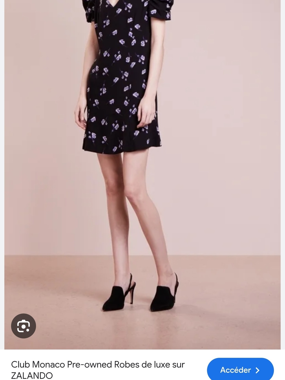 Club Monaco Black Mini Dress with Purple Floral Print